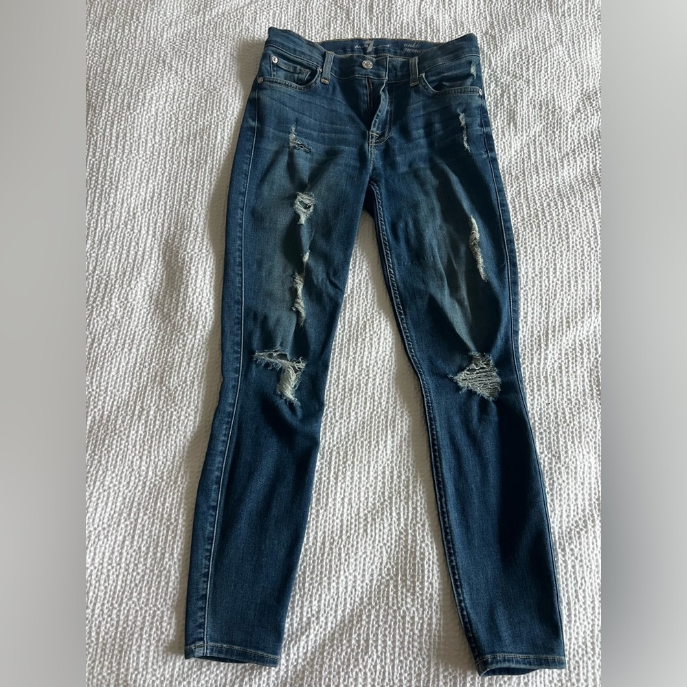 7 For All Mankind women’s distressed ankle-length jeans, size 25